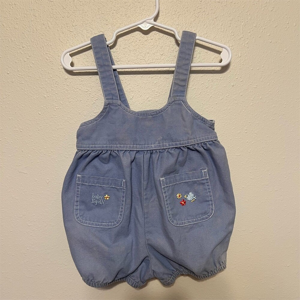 Vintage Carter’s Baby B'gosh Girls Romper Blue Bird & Flowers 12 Months